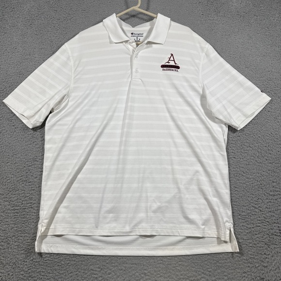 Arkansas Razorbacks Polo Shirt Men's XL White Champion Polyester/Spandex - Picture 2 of 9